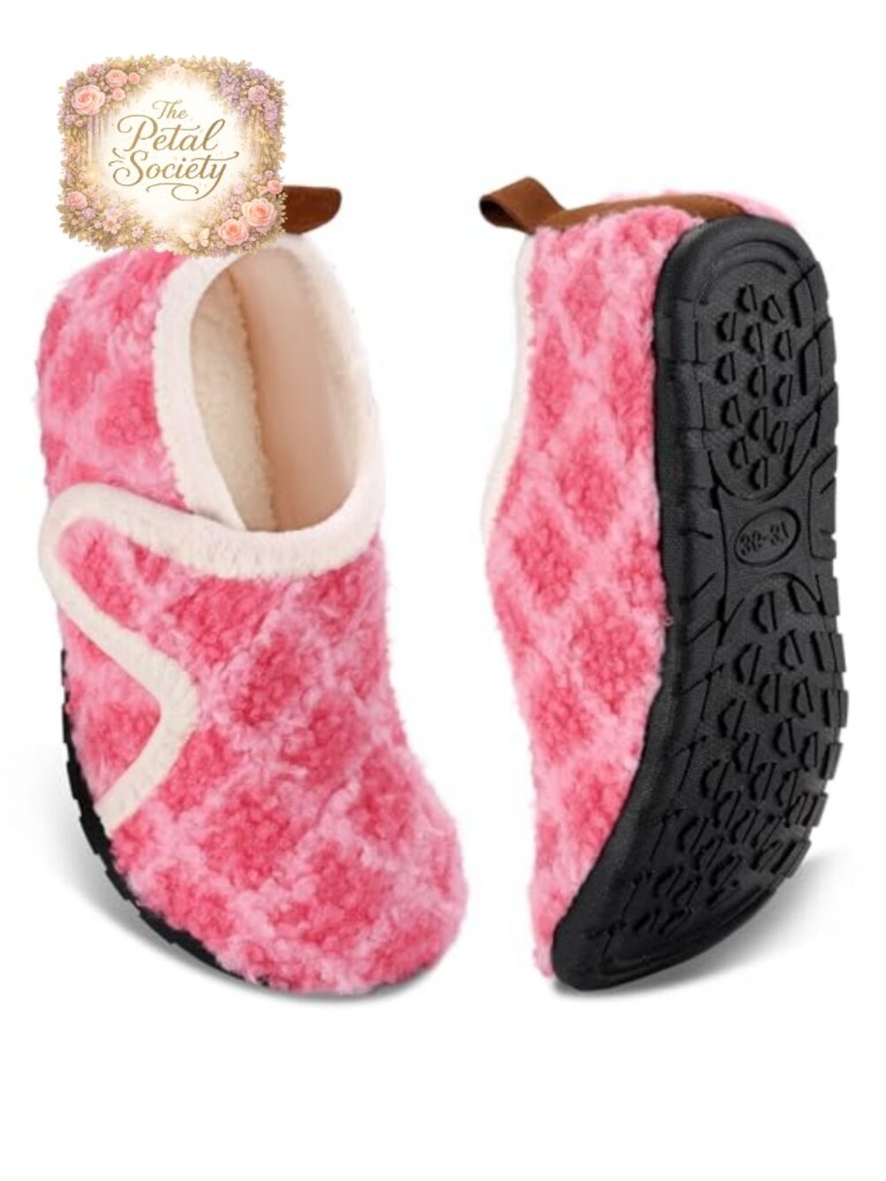 Fleece Plush Lined House Slippers Non Slip Adjustable Indoor Outdoor